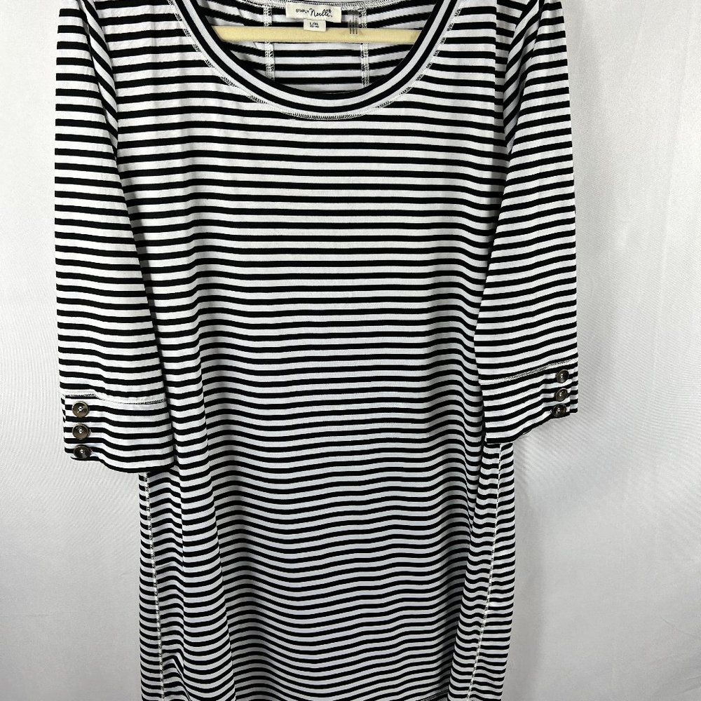 Simply Noelle Black and white 3/4" sleeve stripe kint dress size L/XL